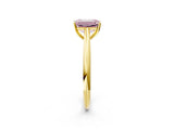 Yellow gold Fancy Pink Emerald Cut Diamond Solitaire Engagement Ring with Cathedral Setting and Four-Prong Mount_26