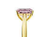 Yellow gold Fancy Pink Emerald Cut Diamond Solitaire Engagement Ring with Cathedral Setting and Four-Prong Mount_29