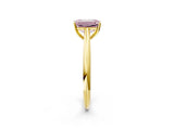 Yellow gold Fancy Pink Emerald Cut Diamond Solitaire Engagement Ring with Cathedral Setting and Four-Prong Mount_32