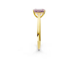Yellow gold Fancy Pink Emerald Cut Diamond Solitaire Engagement Ring with Cathedral Setting and Four-Prong Mount_80
