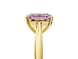 Yellow gold Fancy Pink Emerald Cut Diamond Solitaire Engagement Ring with Cathedral Setting and Four-Prong Mount_83