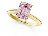 Yellow gold Fancy Pink Emerald Cut Diamond Solitaire Engagement Ring with Classic Band and Four-Prong Setting_118