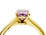Yellow gold Fancy Pink Emerald Cut Diamond Solitaire Engagement Ring with Classic Band and Four-Prong Setting_121