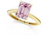 Yellow gold Fancy Pink Emerald Cut Diamond Solitaire Engagement Ring with Classic Band and Four-Prong Setting_13