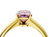 Yellow gold Fancy Pink Emerald Cut Diamond Solitaire Engagement Ring with Classic Band and Four-Prong Setting_16