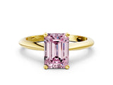 Yellow gold Fancy Pink Emerald Cut Diamond Solitaire Engagement Ring with Classic Band and Four-Prong Setting_36