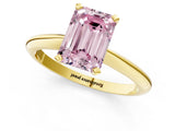 Yellow gold Fancy Pink Emerald Cut Diamond Solitaire Engagement Ring with Classic Band and Four-Prong Setting_37