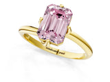 Yellow gold Fancy Pink Emerald Cut Diamond Solitaire Engagement Ring with Four-Prong Setting and Classic Band_21