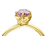 Yellow gold Fancy Pink Emerald Cut Diamond Solitaire Engagement Ring with Four-Prong Setting and Classic Band_24