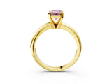 Yellow gold Fancy Pink Emerald Cut Diamond Solitaire Engagement Ring with Round Band and Four-Prong Setting_141