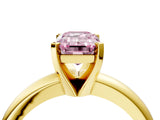 Yellow gold Fancy Pink Emerald Cut Diamond Solitaire Engagement Ring with Round Band and Four-Prong Setting_142