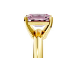 Yellow gold Fancy Pink Emerald Cut Diamond Solitaire Engagement Ring with Round Band and Four-Prong Setting_143