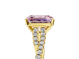 Yellow gold Fancy Pink Emerald Cut Diamond Solitaire Engagement Ring with Twisted Pavé Band and Four-Prong Setting_49