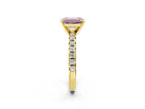Yellow gold Fancy Pink Emerald Cut Diamond Solitaire Pavé Engagement Ring with Round Band and Prong Setting_69