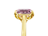 Yellow gold Fancy Pink Emerald Cut Diamond Solitaire Ring with Flower Prong Setting and Classic Band_41