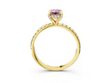 Yellow gold Fancy Pink Emerald Cut Diamond Solitaire Ring with Four-Prong Setting and Pavé Band_6