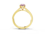 Yellow gold Fancy Pink Emerald Cut Diamond Solitaire Ring with Pavé Band and Prong Setting_15