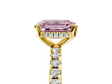 Yellow gold Fancy Pink Emerald Cut Diamond Solitaire Ring with Round  Pavé Band and Four-Prong Setting_41
