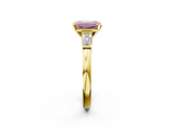 Yellow gold Fancy Pink Emerald  Cut Diamond Solitaire Ring with Tapered Baguette Accents and Four-Prong Setting_83