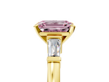 Yellow gold Fancy Pink Emerald  Cut Diamond Solitaire Ring with Tapered Baguette Accents and Four-Prong Setting_86