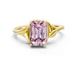 Yellow gold Fancy Pink Emerald Cut Diamond Solitaire Ring with Twist Band and Four-Prong Setting_57