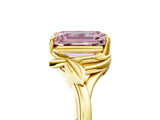 Yellow gold Fancy Pink Emerald Cut Diamond Solitaire Ring with Twist Band and Four-Prong Setting_62