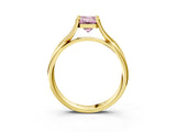 Yellow gold Fancy Pink Emerald Cut Diamond Solitaire Twist Band Prong Setting Ring_58