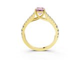 Yellow gold Fancy Pink Emerald Cut Diamond Split Shank Pavé Engagement Ring with Four-Prong Setting_76