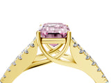 Yellow gold Fancy Pink Emerald Cut Diamond Split Shank Pavé Engagement Ring with Four-Prong Setting_77