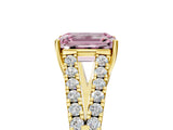 Yellow gold Fancy Pink Emerald Cut Diamond Split Shank Pavé Engagement Ring with Four-Prong Setting_78