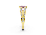 Yellow gold Fancy Pink Emerald Cut Diamond Split Shank Ring with Pavé Band and Four-Prong Setting_60