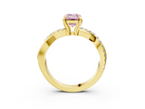 Yellow gold Fancy Pink Emerald  Cut Diamond Twist Band Solitaire with Prong Setting_27