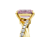 Yellow gold Fancy Pink Emerald  Cut Diamond Twist Band Solitaire with Prong Setting_29