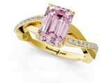 Yellow gold Fancy Pink Emerald  Cut Diamond Twisted Band Engagement Ring with Prong Setting_4