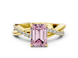 Yellow gold Fancy Pink Emerald  Cut Diamond Twisted Band with Pavé Setting and Four-Prong Setting_20