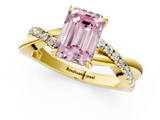 Yellow gold Fancy Pink Emerald  Cut Diamond Twisted Band with Pavé Setting and Four-Prong Setting_21