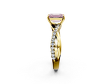 Yellow gold Fancy Pink Emerald  Cut Diamond Twisted Band with Pavé Setting and Four-Prong Setting_22