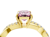 Yellow gold Fancy Pink Emerald  Cut Diamond Twisted Band with Pavé Setting and Four-Prong Setting_24