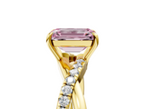 Yellow gold Fancy Pink Emerald  Cut Diamond Twisted Band with Pavé Setting and Four-Prong Setting_25