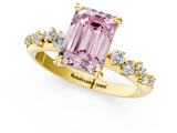 Yellow gold Fancy Pink Emerald  Cut Diamond Vine Band with Four-Prong Setting_41