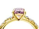 Yellow gold Fancy Pink Emerald  Cut Diamond Vine Band with Four-Prong Setting_44