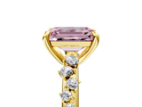 Yellow gold Fancy Pink Emerald  Cut Diamond Vine Band with Four-Prong Setting_45