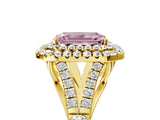 Yellow gold Fancy Pink Emerald  Cut Double Halo Split Shank Diamond Ring with Prong Setting_54
