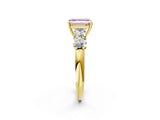 Yellow gold Fancy Pink Emerald  Cut Five-Stone Prong Set Diamond Ring with Classic Band_34