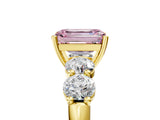 Yellow gold Fancy Pink Emerald  Cut Five-Stone Prong Set Diamond Ring with Classic Band_37