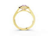 Yellow gold Fancy Pink Emerald Cut Halo Bezel Diamond Pave Band Ring_21