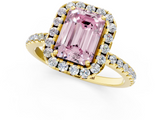 Yellow gold Fancy Pink Emerald  Cut Halo Diamond Engagement Ring with Pave Band and Four-Prong Setting_21