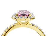 Yellow gold Fancy Pink Emerald  Cut Halo Diamond Engagement Ring with Pave Band and Four-Prong Setting_24