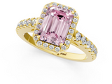 Yellow gold Fancy Pink Emerald  Cut Halo Diamond Engagement Ring with Pave Band and Four-Prong Setting_29