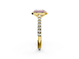 Yellow gold Fancy Pink Emerald  Cut Halo Diamond Engagement Ring with Pave Band and Four-Prong Setting_30